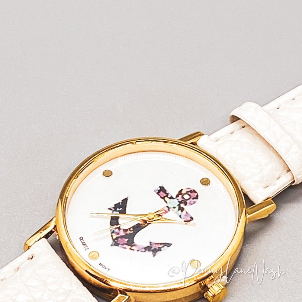 Vintage Flower Watch Leather Quartz Watch White NWOT - Picture 3 of 5